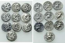 10 Greek Coins of Alexander III and Philip Arrhidaios.