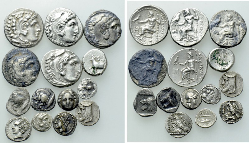 14 Greek Silver Coins.

Obv: .
Rev: .

.

Condition: See picture.

Weig...
