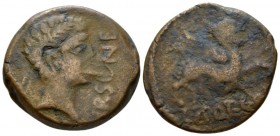 Hispania, Ursone Bronze Early II cent., Æ 29mm., 16.18g. Diademed male head r. Rev. Sphinx r., with left forepaw raised. ACIP 2323. CNH 1. SNG BM Spai...