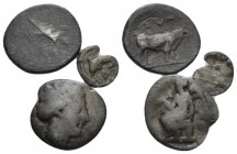 Lucania, Poseidonia, Terina and Zankle. Lot of 3 silver fractions. V-III cent., AR 12mm., 2.37g. Lot of three silver fractions: Poseidonia, Terina and...