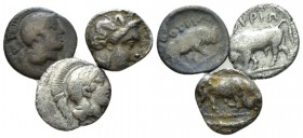 Lucania, Thurium Lot of three diobols circa 443-400, AR 12mm., 3.09g. Lot of three diobols: Historia Numorum Italy 1759 and 1777.

Good Fine.

Fro...
