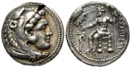Kingdom of Macedon, Alexander III, 336 – 323 Tarsos Tetradrachm circa 327-323, AR 27mm., 17.05g. Head of Heracles r., wearing lion skin headdress. Rev...