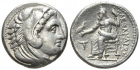 Kingdom of Macedon, Alexander III, 336 – 323 Amphipolis Tetradrachm circa 336-323, AR 26mm., 16.94g. . Head of Heracles r., wearing lion's skin headdr...
