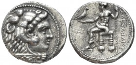 Kingdom of Macedon, Philip III Arridaeus, 323-317 Tyre Tetradrachm circa 321-320, AR 26mm., 16.73g. Head of Heracles r., wearing lion's skin headdress...