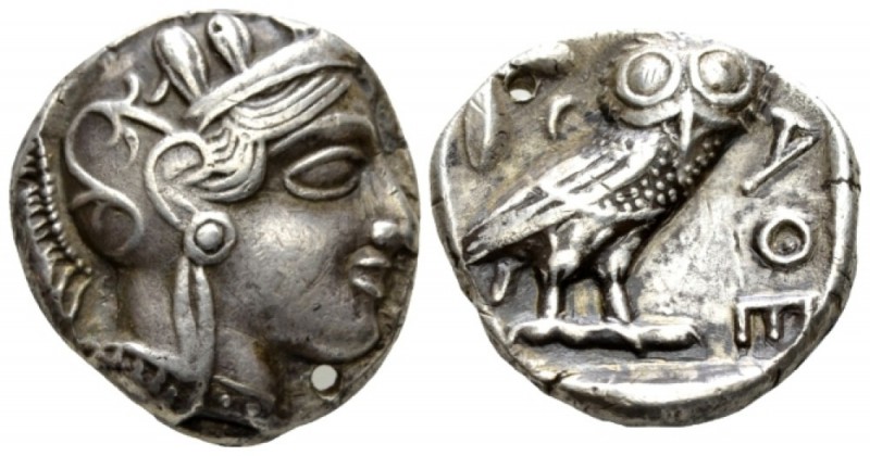 Attica, Athens Tetradrachm circa 403-365, AR 24mm., 16.81g. Head of Athena r., w...