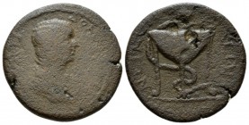 Epirus, Nicopolis Julia Domna, wife of Septimius Severus Bronze circa 193-211, Æ 25mm., 8.82g. Draped bust r. Rev. Tripod with serpent entwined round ...
