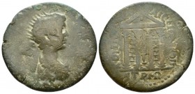 Pontus, Neocaesarea Caracalla, 198-217 Bronze circa 198-217, Æ 30mm., 11.40g. Radiate, draped and cuirassed bust r. Rev. Tretrastyle temple. R.G. 22 a...