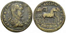 Ionia, Ephesus Caracalla, 198-217 Bronze circa 198-217, Æ 28.5mm., 11.67g. Laureate, draped and cuirassed bust r. Rev. Carpentum drawn right by biga o...
