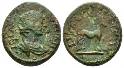 Lydia, Philadelphia Pseudo-autonomous issue Bronze Time of S. Severus, Æ 17.5mm., 4.47g. Draped youthful bust of the Senate r. Rev. ΦΙΛΑΔEΛΦEΩΝ Stag s...