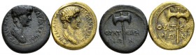 Lydia, Thyatyra Nero, 54-68 Lot of two bronzes circa 55-60, Æ 17.5mm., 6.13g. NEPΩN KΛAVΔIOC KAICAP CEBA Draped bust r. Rev. ΘYATEIPHNΩN Double axe. R...
