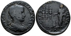 Pisidia, Antioch Gordian III, 238-244 Bronze circa 238-244, Æ 32mm., 24.48g. Laureate, draped and cuirasse bust r. Rev. The Emperor standing l., holdi...