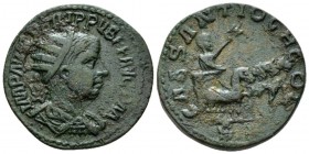 Pisidia, Antioch Philip II, 247-249 Bronze circa 247-249, Æ 27mm., 11.88g. Radiate, draped and cuirassed bust r. Rev. The Emperor standing r., holding...