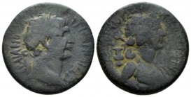 Cilicia, Augusta Trajan, 98-117 Bronze circa 105-106, Æ 26mm., 10.07g. Laureate bust r. Rev. Draped bust of Dionysus, r., with ivy-leaf wreath and thy...