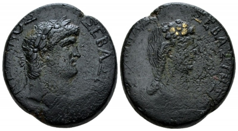 Galatia, Koinon Nero, with Poppaea Bronze circa 62-65, Æ 25.5mm., 12.96g. Laurea...