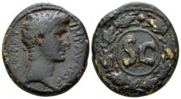 Seleucis ad Pieria, Antioch Octavian as Augustus, 27 BC – 14 AD Bronze 5 BC-14 AD, Æ 25.5mm., 16.87g. IMP AVGVST TR POT Laureate head r. Rev. Large SC...