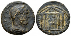 Decapolis, Gadara Caracalla, 198-217 Bronze circa 214-215, Æ 25.5mm., 11.73g. Laureate, draped, and cuirassed bust r. Rev. Zeus seated l., holding Nik...