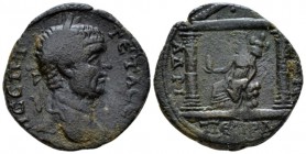 Decapolis, Petra Geta, 209-212 Bronze circa, Æ 27mm., 12.46g. Laureate head r. Rev. Statue of Tyche seated l. on pile of rocks, holding stele and trop...