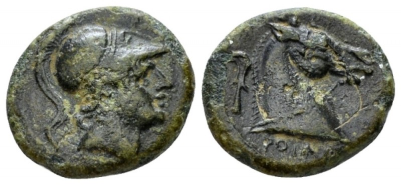 Litra circa 241-235, Æ 15.5mm., 2.50g. Helmeted head of beardless Mars r. Rev. B...