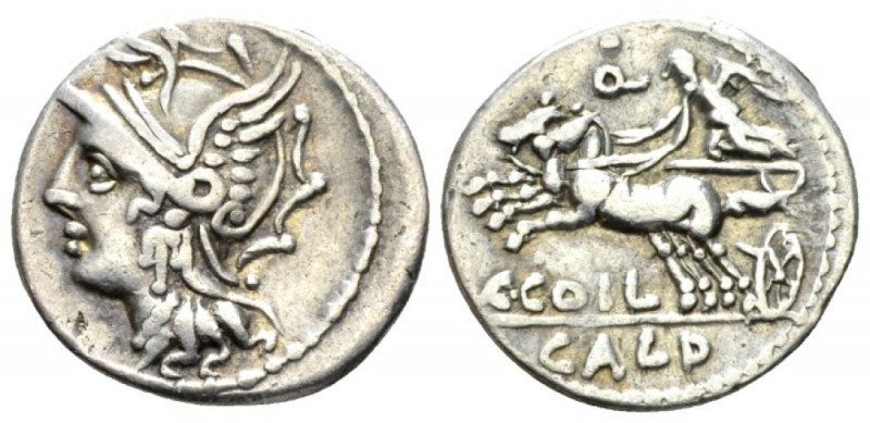 C. Coelius Caldus. Denarius 104, AR 19mm., 3.85g. Helmeted head of Roma l. Rev. ...