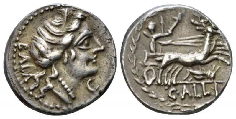 C. Allius Bala Denarius 92, AR 17mm., 3.58g. BALA Diademed female head r.; below...