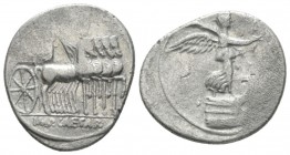 Octavian, 32 – 27 BC Denarius Brundisium or Rome 29-27, AR 20mm., 3.34g. Victory standing r. on prow, holding wreath and palm branch. Rev. Octavian in...