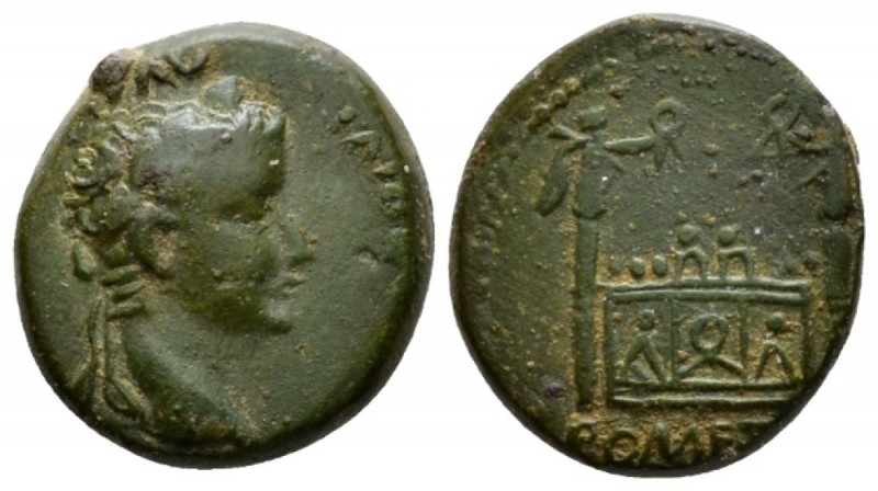 Tiberius Caesar, 4-14. Semis Lugdunum circa 12 AD, Æ 16mm., 3.90g. Laureate head...