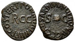 Gaius, 37-41 Quadrans circa 40-41, Æ 16mm., 2.75g. ileus between S-C. Rev. Large RCC. C 6. RIC 45.

Brown tone, Good Very Fine.

From the E.E. Cla...