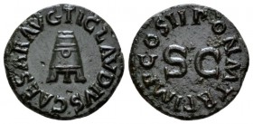 Claudius, 41-54 Quadrans circa 42, Æ 17mm., 2.98g. Legend around three-legged modius. Rev. Legend around large S C. C 72. RIC 90.

Attractive green ...