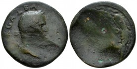 Galba, 68-69 Sestertius circa 68-69, Æ 34mm., 20.96g. Laureate and draped bust r. Rev. SPQR OB CIV SER within oak wreath. C 297. RIC 263

Daek green...