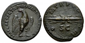 Hadrian, 117-138 Quadrans circa 121-122, Æ 19mm., 3.48g. Eagle standing r., head l. Rev. Winged thunderbolt. C 1167. RIC 625.

Dark green patina, Ve...
