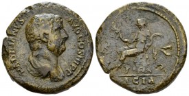 Hadrian, 117-138 As circa 134-138, Æ 28mm., 13.42g. Laureate and draped bust r. Rev. Dacia seated l. on rock pile, holding vexillum and curved sword. ...