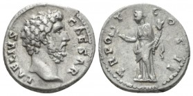 Aelius Caesar, 136-138 Denarius 137, AR 18mm., 3.41g. Bare head of Aelius r. Rev. Felicitas standing facing, head l., holding caduceus and cornucopia....