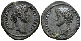 Antoninus Pius, 138-161 As circa 140-144, Æ 29mm., 9.43g. Laureate head of Antoninus Pius r. Rev. Bareheaded and draped bust of Marcus Aurelius l. C 3...