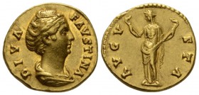Diva Faustina. Aureus after 141, AV 19mm., 6.47g. DIVA – FAVSTINA Draped bust r., hair coiled on top of head. Rev. AVG – VSTA Ceres, veiled, standing ...