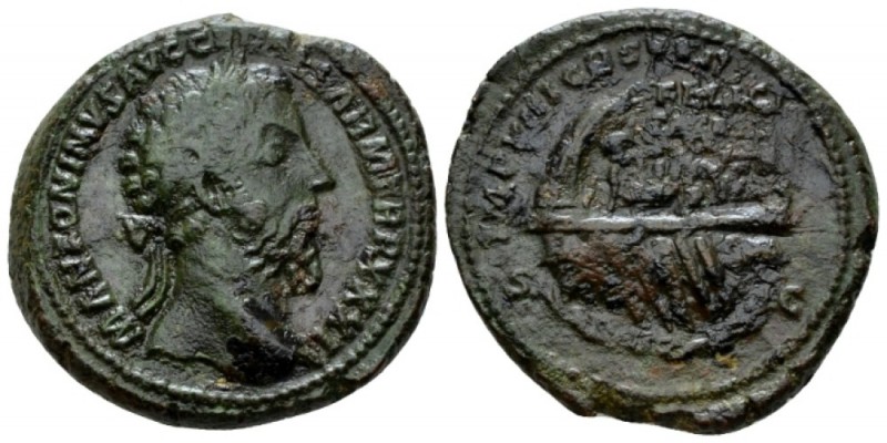 Marcus Aurelius, 161-180 As circa 176-177, Æ 29mm., 12.65g. Laureate head r. Rev...