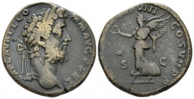 Commodus, 177-192 Sestertius circa 192, Æ 30mm., 24.94g. Laureate head r. Rev. Victory advancing l., holding wreath and palm; in l. field, star. RIC 6...