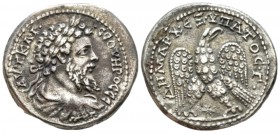 Septimius Severus, 193-211 Tetradrachm Laodicea ad Mare circa 205-207, AR 28mm., 11.44g. Laureate, draped, and cuirassed bust r. Rev. Eagle standing f...