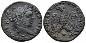 Caracalla, 198-217 Tetradrachm Laodicaea ad Mare (Seleucis and Pieria) circa 215-217, AR 25mm., 12.54g. Laureate head r. Rev. Eagle standing facing, h...