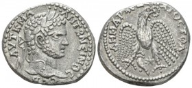 Caracalla, 198-217 Tetradrachm Antioch (Seleucis and Pieria) circa 215-217, AR 28mm., 14.55g. Laureate head r. Rev. Eagle standing facing, wings sprea...