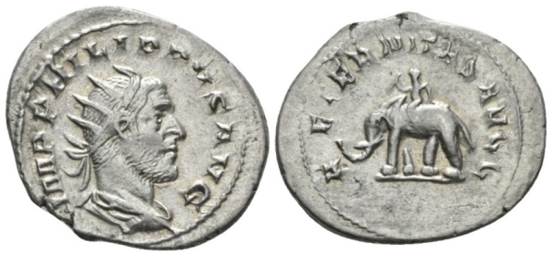 Philip I, 244-249 Antoninianus 247-249, AR 25mm., 3.45g. Radiate, draped and cui...