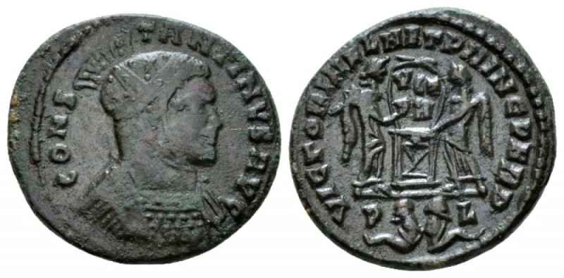 Constantine I, 307-337 Follis Lyon 320, Æ 19mm., 3.02g. Cuirassed bust r., weari...