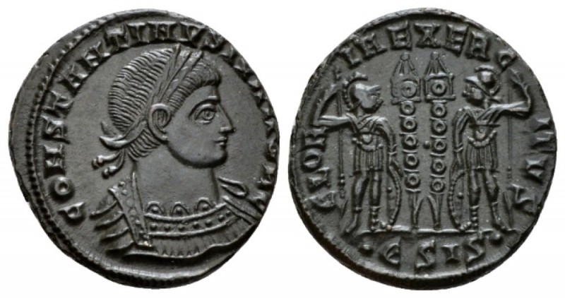 Constantine II Caesar, 317-337 Follis 334-335, Æ 17mm., 2.70g. Laureate and cuir...