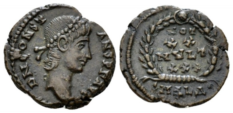 Constans, 337-350 Bronze Alexandria 347-348, Æ 16mm., 2.05g. Pearl-diademed head...