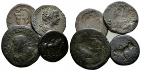 Lot of 4 brockage specimens. Lot of 4 brockage specimens, III Cent., AR 18mm., 10.38g. Lot of 4 brockage specimens: a tessera, a denarius of Geta and ...