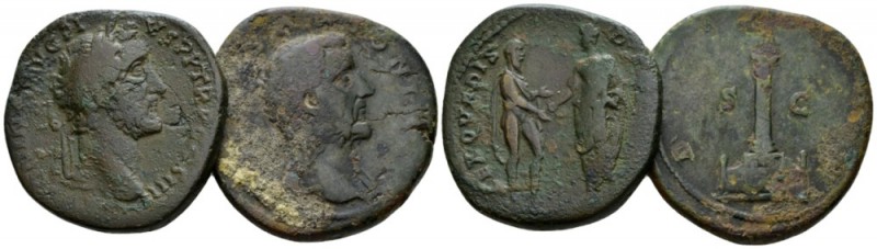 A. Pius. Lot of 2 Sestertii. Lot of 2 Sestertii 138-161, Æ 31mm., 47.79g. Lot of...