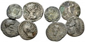 Antoninus Pius, Septimius Severus, Geta and Valens. Lot of 3 Denarii and 1 Siliqua II cent., AR 18mm., 10.06g. Lot of 3 Denarii and 1 Siliqua, includi...