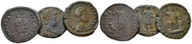 Theodosius I, 379-395 Lot of three Follis 379-395, Æ 22mm., 17.1g. 379-395, Æ 21mm., 4.85g. Lot of Three Æ, Theodosius Antioch circa 379-395, RIC 68d....