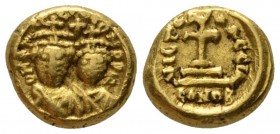 Heraclius, 5 October 610 – 11 January 641, with colleagues from January 613 Solidus Carthago 622-623 (?), AV 11.5mm., 4.40g. Facing busts of Heraclius...