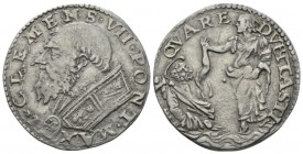 Rome, Clemente VII (Giulio de'Medici) 1523 – 1534 Doppio Carlino 1523-1534, AR 27.5mm., 5.31g. Portrait of Pope Medici bearded. Rev. Jesus pulling St....