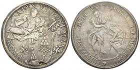 Rome, Alessandro VII (1655-1667) Fabio Chigi Piastra s.d. (1658 ?), AR 43mm., 31.63g. ALEX. VII. PONT. MAX, stemma Chigi inquartato su targa con volut...